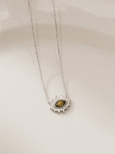 Tiger Eye Irregular Vintage Evil Eye Necklace-Necklaces-Krush Kandy, Women's Online Fashion Boutique Located in Phoenix, Arizona (Scottsdale Area)