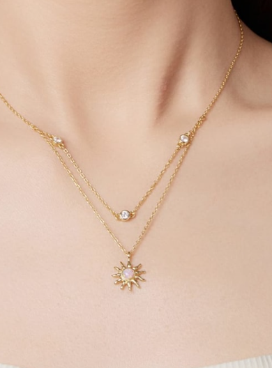 Opal Flower Minimalist Multi Strand Necklace-Necklaces-Krush Kandy, Women's Online Fashion Boutique Located in Phoenix, Arizona (Scottsdale Area)