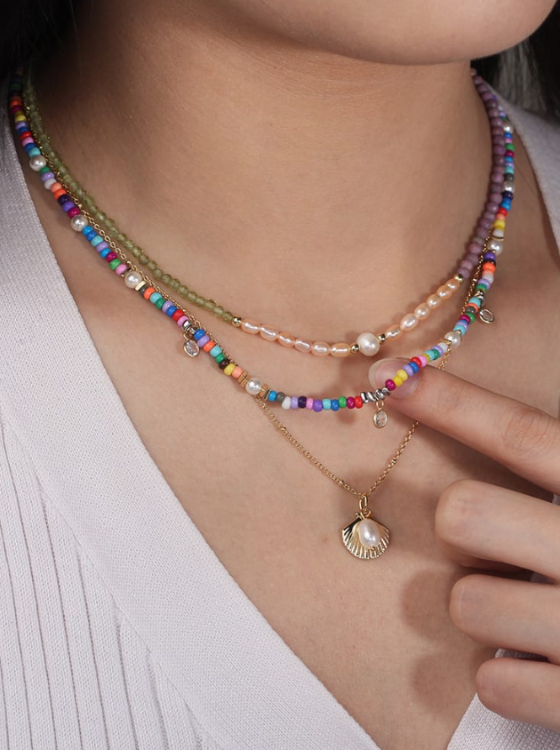 Natural Stone Round Trend Beaded Necklace-Necklaces-Krush Kandy, Women's Online Fashion Boutique Located in Phoenix, Arizona (Scottsdale Area)