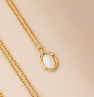 Opal Geometric Minimalist Necklace-Necklaces-Krush Kandy, Women's Online Fashion Boutique Located in Phoenix, Arizona (Scottsdale Area)