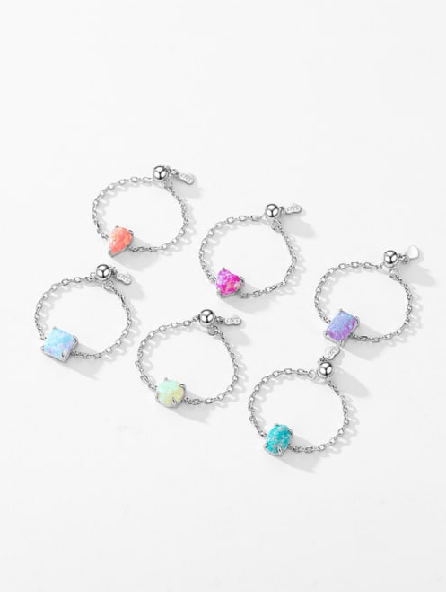 Sterling Silver Opal Geometric Minimalist Band Ring-Ring-Krush Kandy, Women's Online Fashion Boutique Located in Phoenix, Arizona (Scottsdale Area)