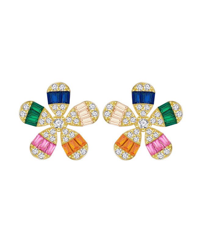 Cubic Zirconia Flower Luxury Stud Earring-Earrings-Krush Kandy, Women's Online Fashion Boutique Located in Phoenix, Arizona (Scottsdale Area)