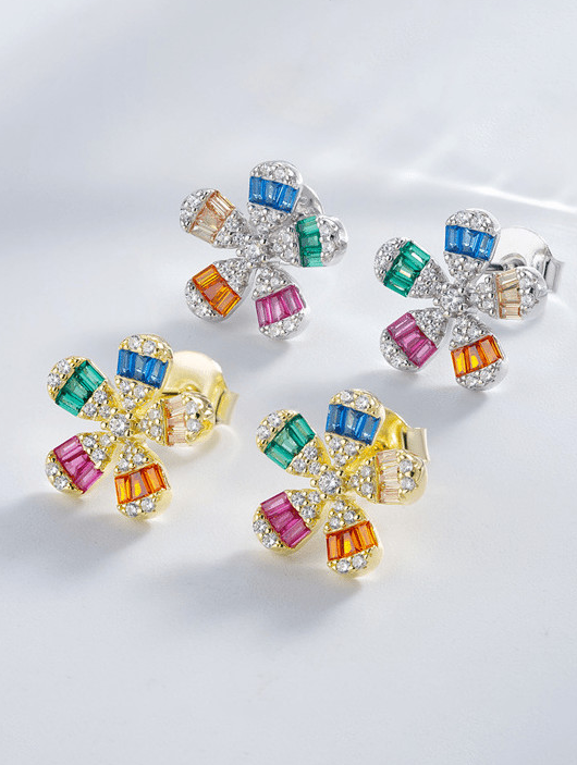 Cubic Zirconia Flower Luxury Stud Earring-Earrings-Krush Kandy, Women's Online Fashion Boutique Located in Phoenix, Arizona (Scottsdale Area)