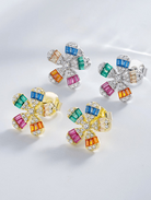 Cubic Zirconia Flower Luxury Stud Earring-Earrings-Krush Kandy, Women's Online Fashion Boutique Located in Phoenix, Arizona (Scottsdale Area)