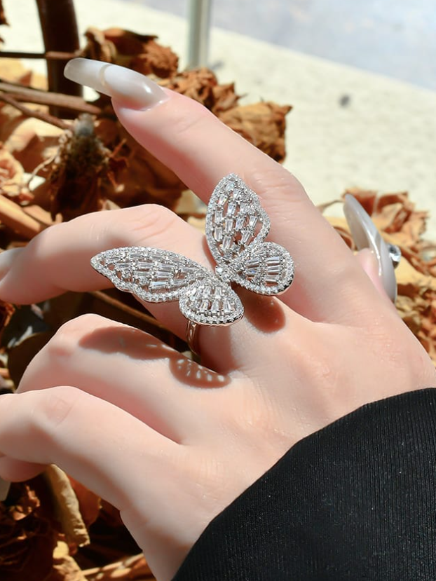 Sterling Silver and Crystal Butterfly Ring – Krush Kandy