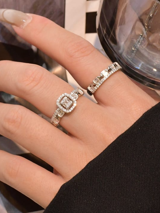 Cubic Zirconia Geometric Luxury Band Ring Set-Ring-Krush Kandy, Women's Online Fashion Boutique Located in Phoenix, Arizona (Scottsdale Area)