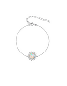 Sterling Silver Opal Geometric Dainty Link Bracelet-Bracelets-Krush Kandy, Women's Online Fashion Boutique Located in Phoenix, Arizona (Scottsdale Area)