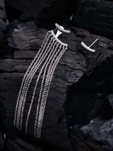 Asymmetrical Tassel Minimalist Threader Earrings-Earrings-Krush Kandy, Women's Online Fashion Boutique Located in Phoenix, Arizona (Scottsdale Area)