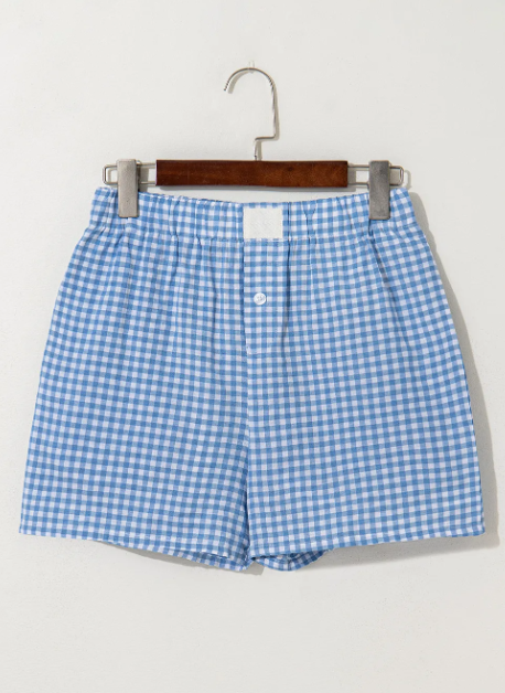 Gingham Checkered Button-Front Shorts-Shorts-Krush Kandy, Women's Online Fashion Boutique Located in Phoenix, Arizona (Scottsdale Area)