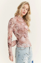 Floral Print Long Sleeve Mesh Top-Tops-Krush Kandy, Women's Online Fashion Boutique Located in Phoenix, Arizona (Scottsdale Area)