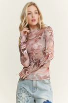 Floral Print Long Sleeve Mesh Top-Tops-Krush Kandy, Women's Online Fashion Boutique Located in Phoenix, Arizona (Scottsdale Area)