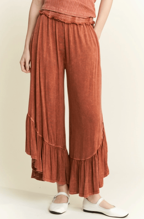 J.HER Ruffled Hem Maxi Pants-Pants-Krush Kandy, Women's Online Fashion Boutique Located in Phoenix, Arizona (Scottsdale Area)