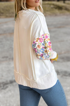 Floral Patchwork Sleeve Sweatshirt-Tops-Krush Kandy, Women's Online Fashion Boutique Located in Phoenix, Arizona (Scottsdale Area)