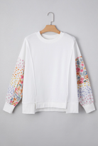 Floral Patchwork Sleeve Sweatshirt-Tops-Krush Kandy, Women's Online Fashion Boutique Located in Phoenix, Arizona (Scottsdale Area)