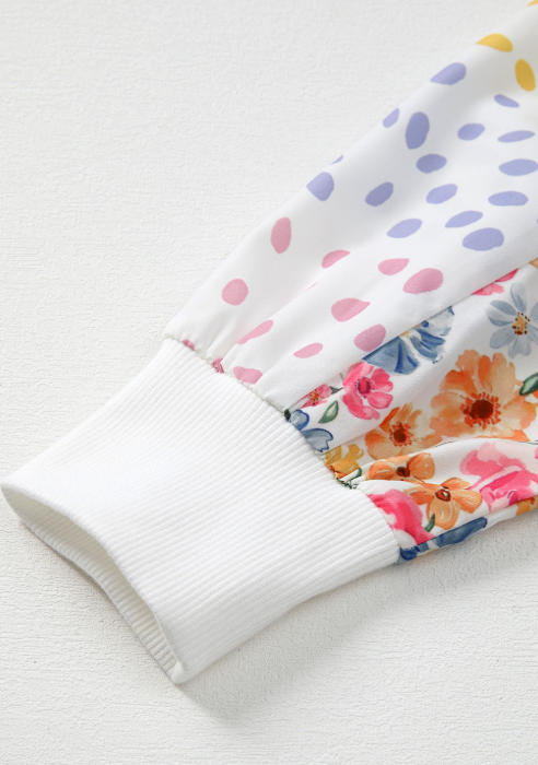 Floral Patchwork Sleeve Sweatshirt-Tops-Krush Kandy, Women's Online Fashion Boutique Located in Phoenix, Arizona (Scottsdale Area)