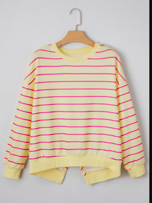 Striped Back Detail Sweatshirt-Tops-Krush Kandy, Women's Online Fashion Boutique Located in Phoenix, Arizona (Scottsdale Area)