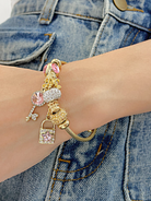 Rhinestone Key Trend Charm Bracelet-Bracelets-Krush Kandy, Women's Online Fashion Boutique Located in Phoenix, Arizona (Scottsdale Area)