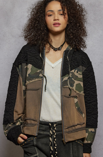 Pol Quilted Knit Terry Hooded Jacket-Jacket-Krush Kandy, Women's Online Fashion Boutique Located in Phoenix, Arizona (Scottsdale Area)