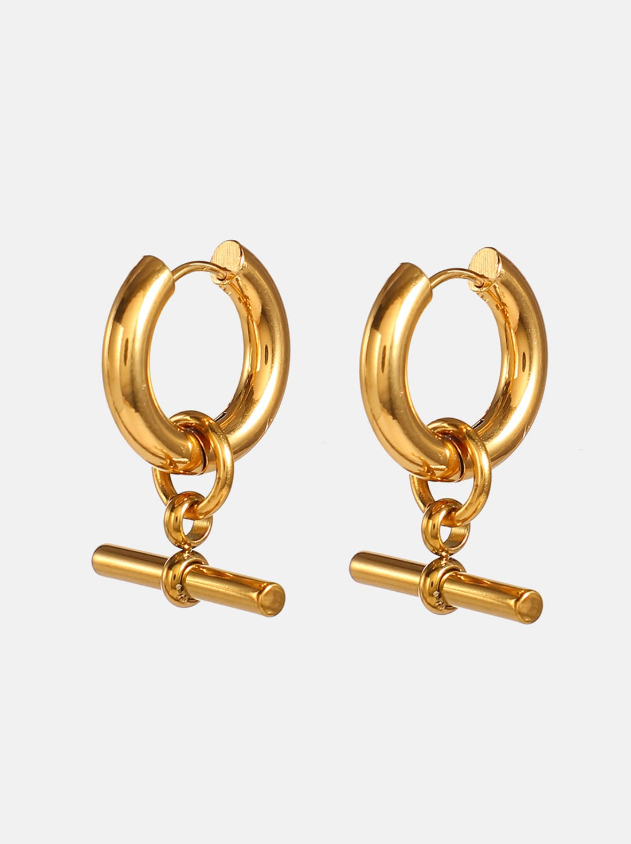 Stainless Steel Geometric Trend Huggie Earrings-Jewelry-Krush Kandy, Women's Online Fashion Boutique Located in Phoenix, Arizona (Scottsdale Area)