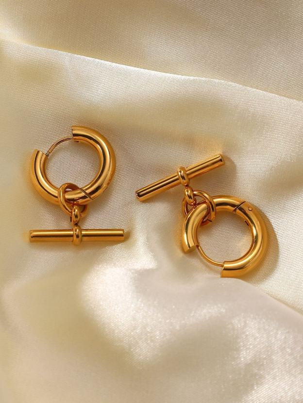 Stainless Steel Geometric Trend Huggie Earrings-Jewelry-Krush Kandy, Women's Online Fashion Boutique Located in Phoenix, Arizona (Scottsdale Area)