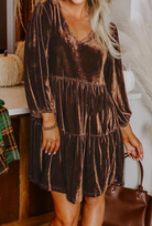 Brown Babydoll Velvet dress-Dresses-Krush Kandy, Women's Online Fashion Boutique Located in Phoenix, Arizona (Scottsdale Area)
