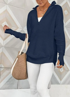Half Zip Luxe Long Sleeve Knit Top with Thumbholes-Sweaters-Krush Kandy, Women's Online Fashion Boutique Located in Phoenix, Arizona (Scottsdale Area)