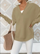 Half Zip Luxe Long Sleeve Knit Top with Thumbholes-Sweaters-Krush Kandy, Women's Online Fashion Boutique Located in Phoenix, Arizona (Scottsdale Area)