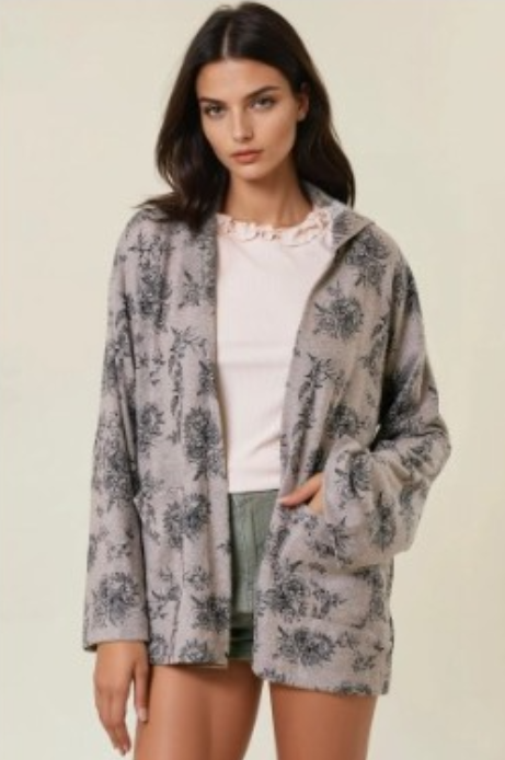 Oversized Hooded Open Cardigan with Front Pocket-Jackets-Krush Kandy, Women's Online Fashion Boutique Located in Phoenix, Arizona (Scottsdale Area)