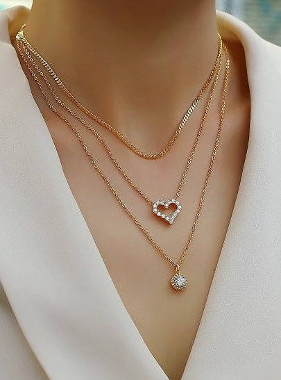 Sterling Silver Moissanite Heart Minimalist Multi Strand Necklace-Necklaces-Krush Kandy, Women's Online Fashion Boutique Located in Phoenix, Arizona (Scottsdale Area)