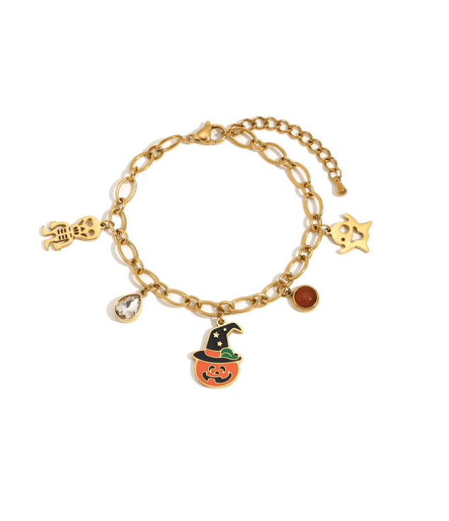 Stainless Steel Vintage Cute Ghost Pumpkin Halloween Bracelet-Bracelets-Krush Kandy, Women's Online Fashion Boutique Located in Phoenix, Arizona (Scottsdale Area)