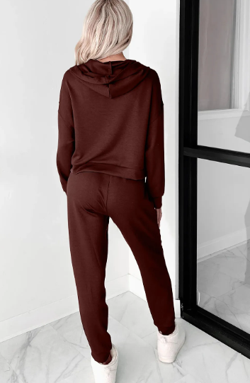 Button Drawstring Cropped Hoodie Jogger 2pcs Set-2 Piece Outfit Sets-Krush Kandy, Women's Online Fashion Boutique Located in Phoenix, Arizona (Scottsdale Area)