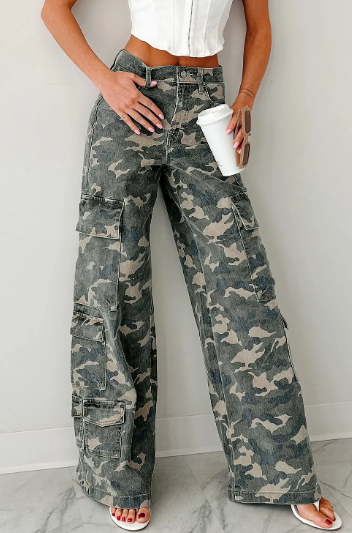 Camo Cargo Wide Leg Pants-Pants-Krush Kandy, Women's Online Fashion Boutique Located in Phoenix, Arizona (Scottsdale Area)