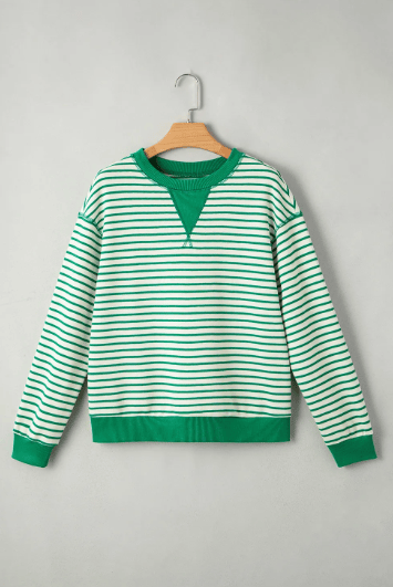 Striped Exposed Seam Patchwork Loose Pullover Top-top-Krush Kandy, Women's Online Fashion Boutique Located in Phoenix, Arizona (Scottsdale Area)
