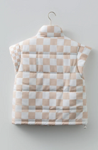 Checkered Quilted Button Zip Up Vest-Vests-Krush Kandy, Women's Online Fashion Boutique Located in Phoenix, Arizona (Scottsdale Area)