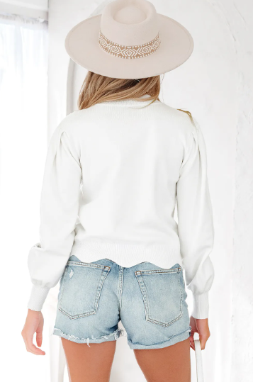 Floral Embroidered Scallop Hem Sweater-Sweater-Krush Kandy, Women's Online Fashion Boutique Located in Phoenix, Arizona (Scottsdale Area)