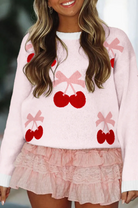 Cherry Pattern Drop Shoulder Sweater-Sweater-Krush Kandy, Women's Online Fashion Boutique Located in Phoenix, Arizona (Scottsdale Area)