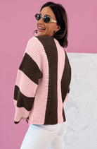 Striped Color Block Thermal Textured Knit Drop Shoulder Sweater-Sweater-Krush Kandy, Women's Online Fashion Boutique Located in Phoenix, Arizona (Scottsdale Area)