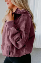 Half Zip Kangaroo Pocket Mineral Wash Baggy Hoodie-Hoodies-Krush Kandy, Women's Online Fashion Boutique Located in Phoenix, Arizona (Scottsdale Area)