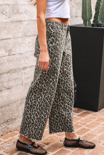 Leopard Straight Loose Leg Jeans-Jeans-Krush Kandy, Women's Online Fashion Boutique Located in Phoenix, Arizona (Scottsdale Area)