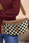 Leather Checkered Knit Patchwork Wallet Attached Shoulder Bag-Purses & Bags-Krush Kandy, Women's Online Fashion Boutique Located in Phoenix, Arizona (Scottsdale Area)
