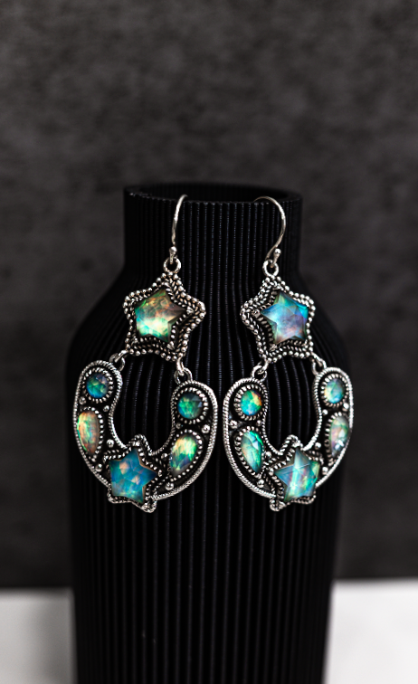 Starry Night Horseshoe Stone Earrings-Stud Earrings-Krush Kandy, Women's Online Fashion Boutique Located in Phoenix, Arizona (Scottsdale Area)