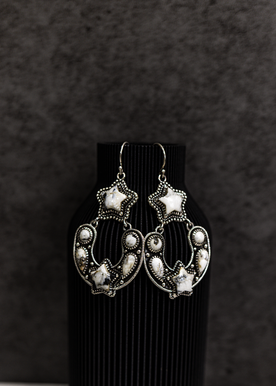 Starry Night Horseshoe Stone Earrings-Stud Earrings-Krush Kandy, Women's Online Fashion Boutique Located in Phoenix, Arizona (Scottsdale Area)