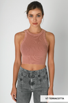 NIKIBIKI Vintage Ribbed High Neck Crop Top-Tanks-Krush Kandy, Women's Online Fashion Boutique Located in Phoenix, Arizona (Scottsdale Area)