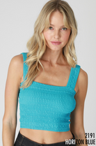 Shirred Square Neck Crop Top-Tanks-Krush Kandy, Women's Online Fashion Boutique Located in Phoenix, Arizona (Scottsdale Area)