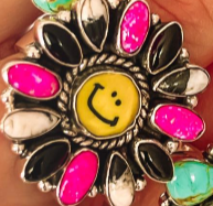 Happy Days Smiley Checkered Stone Rings-Cluster Rings-Krush Kandy, Women's Online Fashion Boutique Located in Phoenix, Arizona (Scottsdale Area)