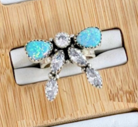 One Of A Kind Opal & White CZ Rings-Rings-Krush Kandy, Women's Online Fashion Boutique Located in Phoenix, Arizona (Scottsdale Area)