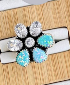 One Of A Kind Opal & White CZ Rings-Rings-Krush Kandy, Women's Online Fashion Boutique Located in Phoenix, Arizona (Scottsdale Area)