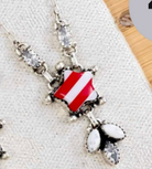 Holiday Howlite Stripe Cluster Necklace-Chain Necklaces-Krush Kandy, Women's Online Fashion Boutique Located in Phoenix, Arizona (Scottsdale Area)