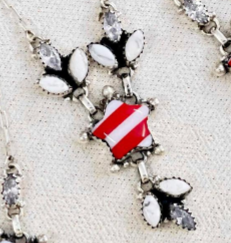 Holiday Howlite Stripe Cluster Necklace-Chain Necklaces-Krush Kandy, Women's Online Fashion Boutique Located in Phoenix, Arizona (Scottsdale Area)