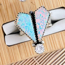 Opal & CZ Stone Stone Ring-Rings-Krush Kandy, Women's Online Fashion Boutique Located in Phoenix, Arizona (Scottsdale Area)